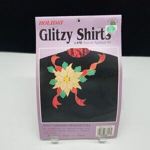 Holiday Glitzy Shirts Embellishment Iron-On Kit Golden Poinsettia